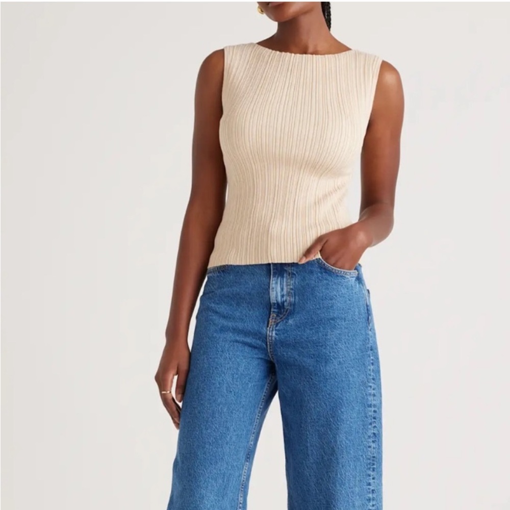 Quince Cotton Cashmere Ribbed Tank Heather Oatmeal